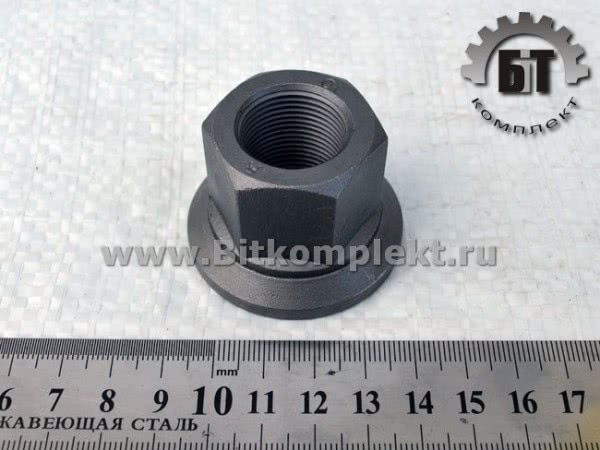Гайка М22*1,5 Евро для а/м МАЗ тефлон под ключ 32 с насечкой на юбке против отворачивания